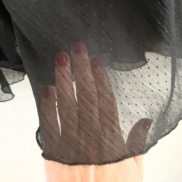 Vintage Blouse Sheer Flare sleeve Dark Romantic Ruffled Fairy Polka dot Sz 14 - Picture 14 of 15